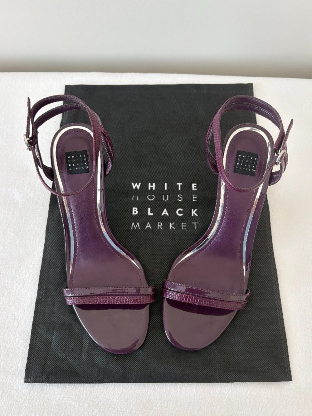NWOT - White House Black Market Amabel Strappy Heels - Empire Plum - Size 9